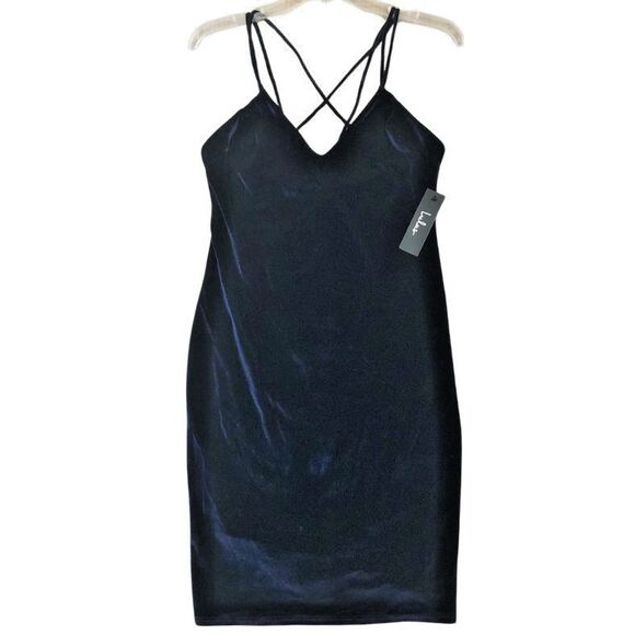 Lulus Greatest Love of All Navy Velvet Dress Womens Sz L Slip Dress Holiday NWT - Picture 10 of 16
